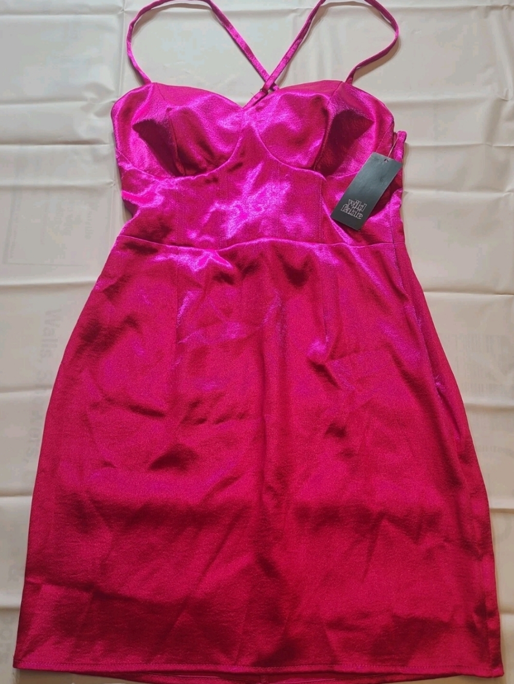 Women's Sleeveless Corset SatinBodycon Dress- Wild Fable MagentaSize XS